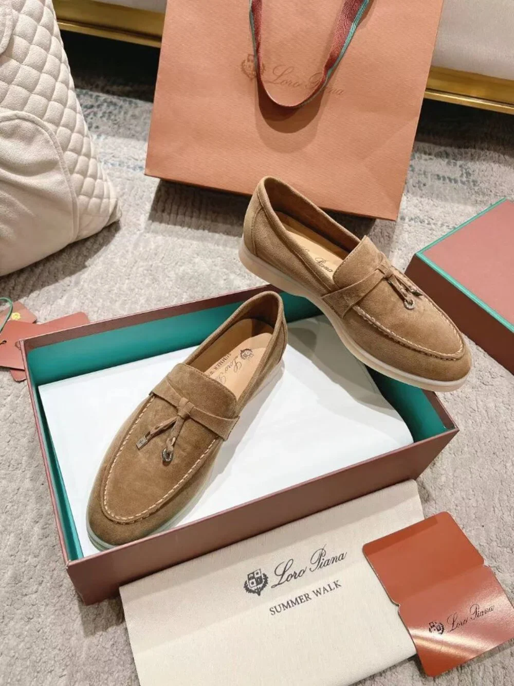 Summer Walk Taupe Suede Tassel Loafers
